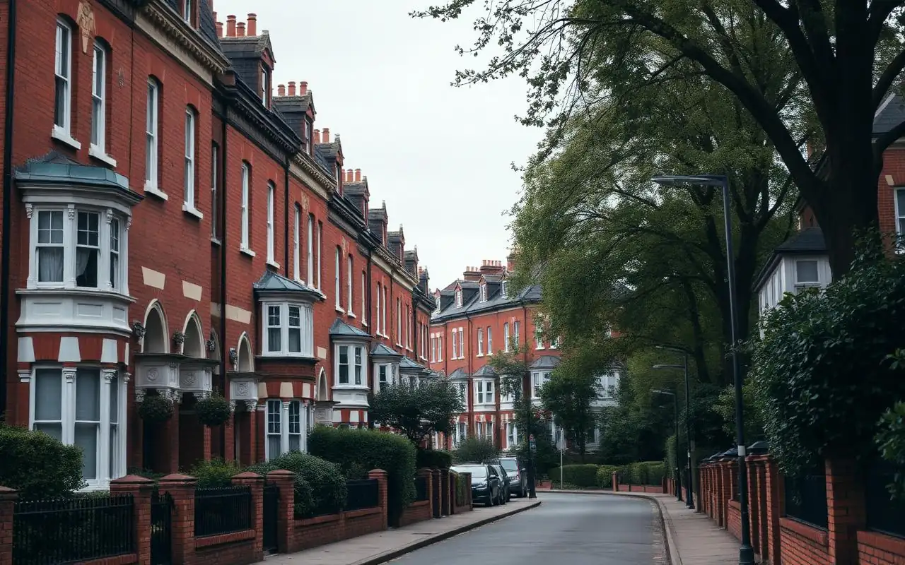 Victorian terraced houses on a leafy street in Sutton, South London